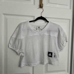 Adidas White Mesh Crop Top